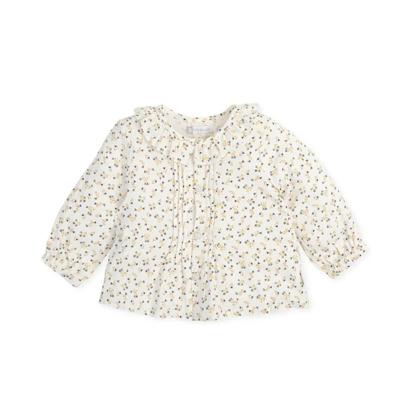 Chistera girls' floral print viscose blouse white Tutto Piccolo