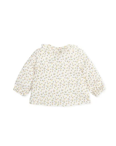 Chistera girls' floral print viscose blouse white Tutto Piccolo