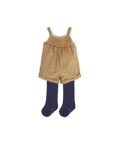 Chistera girls' dungarees and tights camel Tutto Piccolo