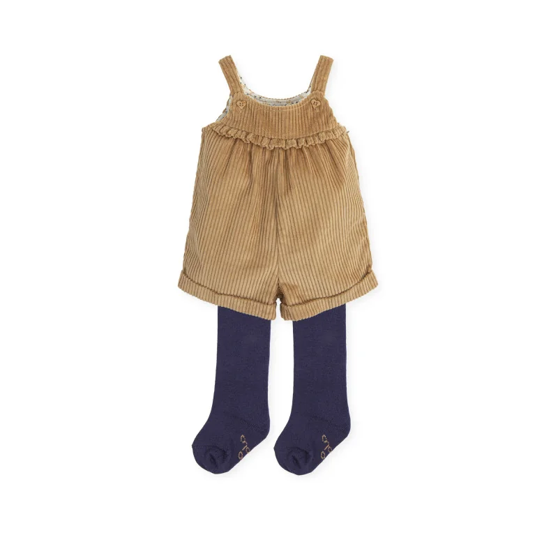 Chistera girls' dungarees and tights camel Tutto Piccolo