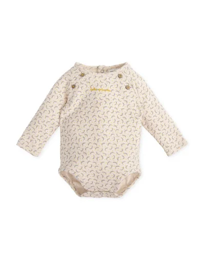 Body de algodón estampado de plátanos Talismán gris Tutto Piccolo