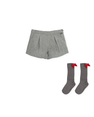 Short y calcetines niña Elfo gris antracita Tutto Piccolo