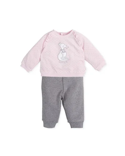 Pompón de Azúcar girls' 2-piece cotton tracksuit pink Tutto Piccolo