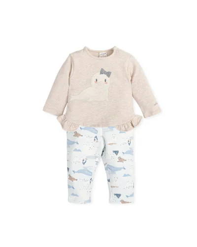Sirena girls' 2-piece cotton tracksuit ecru Tutto Piccolo