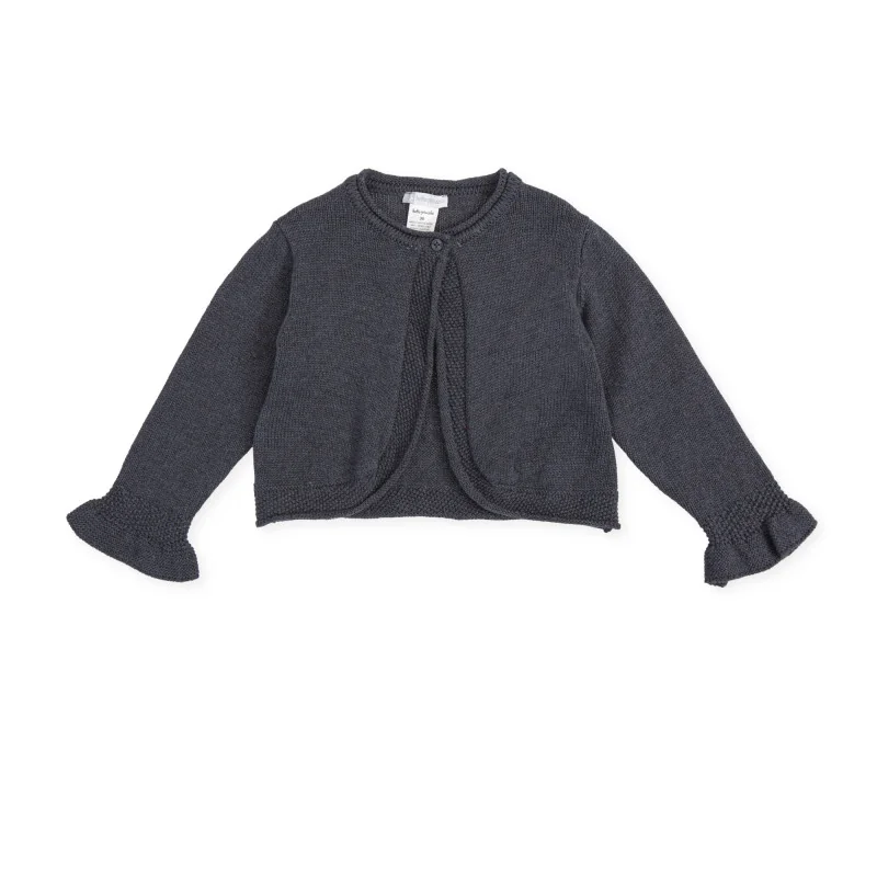 Elfo girls' knitted cardigan charcoal grey Tutto Piccolo