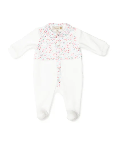 Grenouillère fille en velours Essentials 3 mois beige modèle 201 Pureté du bébé