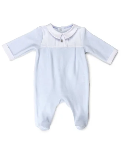 Grenouillère garçon en velours Essentials 3 mois bleue modèle 206 Pureté du bébé