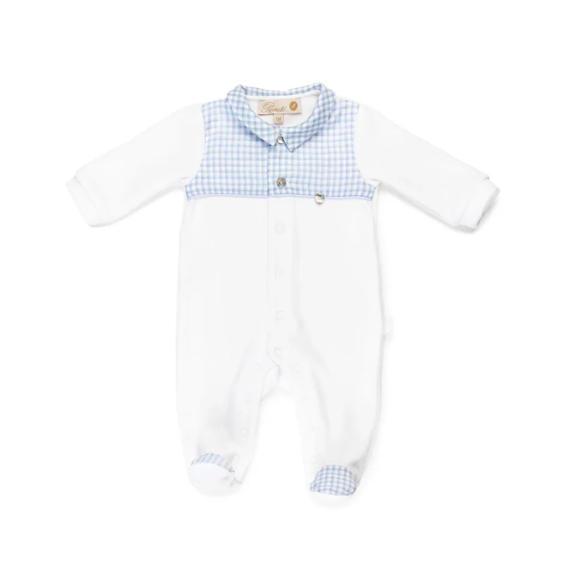 Grenouillère garçon en velours Essentials 3 mois blanche modèle 209 Pureté du bébé