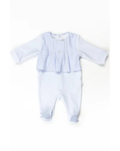 Grenouillère en velours Essentials 210 1 mois bleu Pureté du bébé