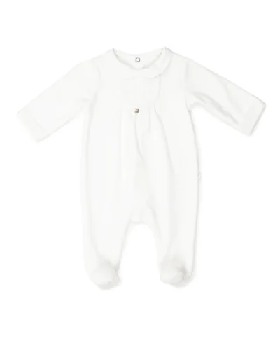 Grenouillère fille en velours Essentials 1 mois blanc Pureté du bébé