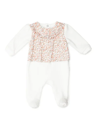 Grenouillère fille en velours Essentials 3 mois beige modèle 247 Pureté du bébé