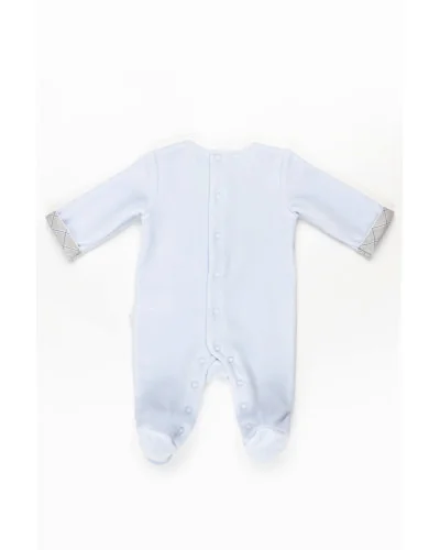 Grenouillère garçon en velours Essentials 1 mois bleue modèle 253 Pureté du bébé