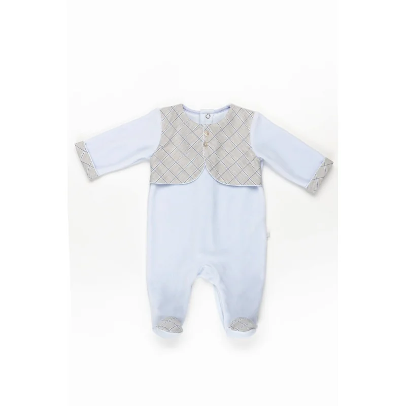Boys' Essentials velour sleepsuit 1 month blue model 253 Pureté du bébé