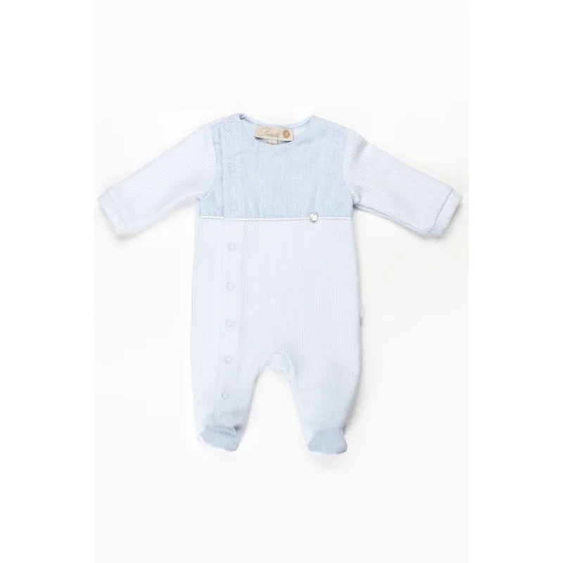 Grenouillère garçon en coton Essentials 1 mois bleue Pureté du bébé