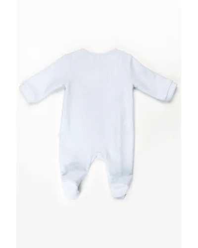 Grenouillère garçon en coton Essentials 1 mois bleue Pureté du bébé