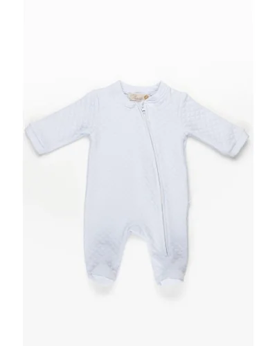 Grenouillère garçon en velours Essentials 1 mois bleue modèle 266 Pureté du bébé