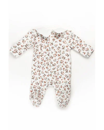 Grenouillère fille en velours Charming 1 mois Pureté du bébé