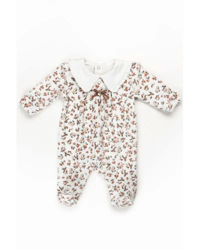 Grenouillère fille en velours Charming 1 mois Pureté du bébé