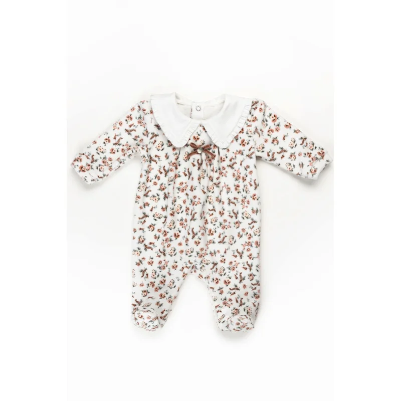 Girls' Charming velour sleepsuit 1 month Pureté du bébé