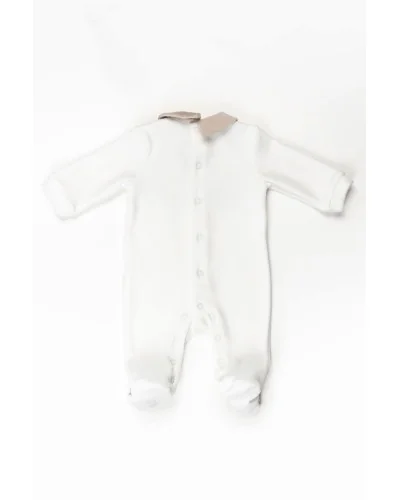 Boys' Ducks velour sleepsuit 1 month beige Pureté du bébé