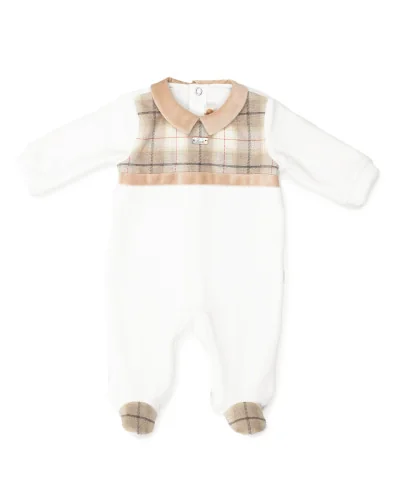 Grenouillère garçon en velours Ducks 1 mois beige Pureté du bébé
