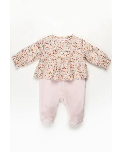 Grenouillère fille en velours Ducks 3 mois rose Pureté du bébé