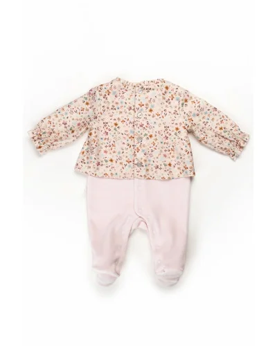 Grenouillère fille en velours Ducks 6 mois rose Pureté du bébé