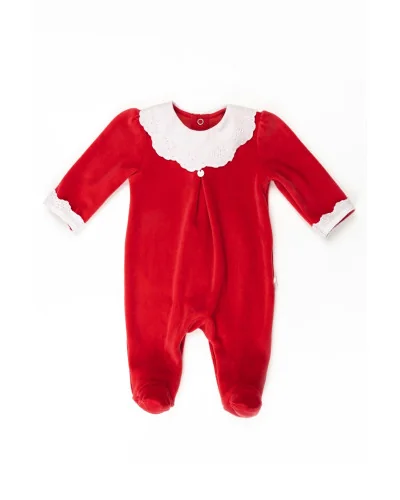 Christmas velour sleepsuit 3 months red Pureté du bébé