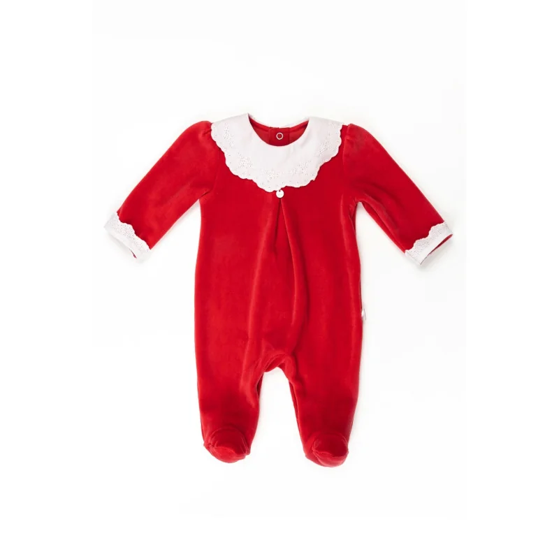 Grenouillère en velours Christmas 3 mois rouge Pureté du bébé Grenouillère en velours Christmas 3 mois rouge Pureté du bébé