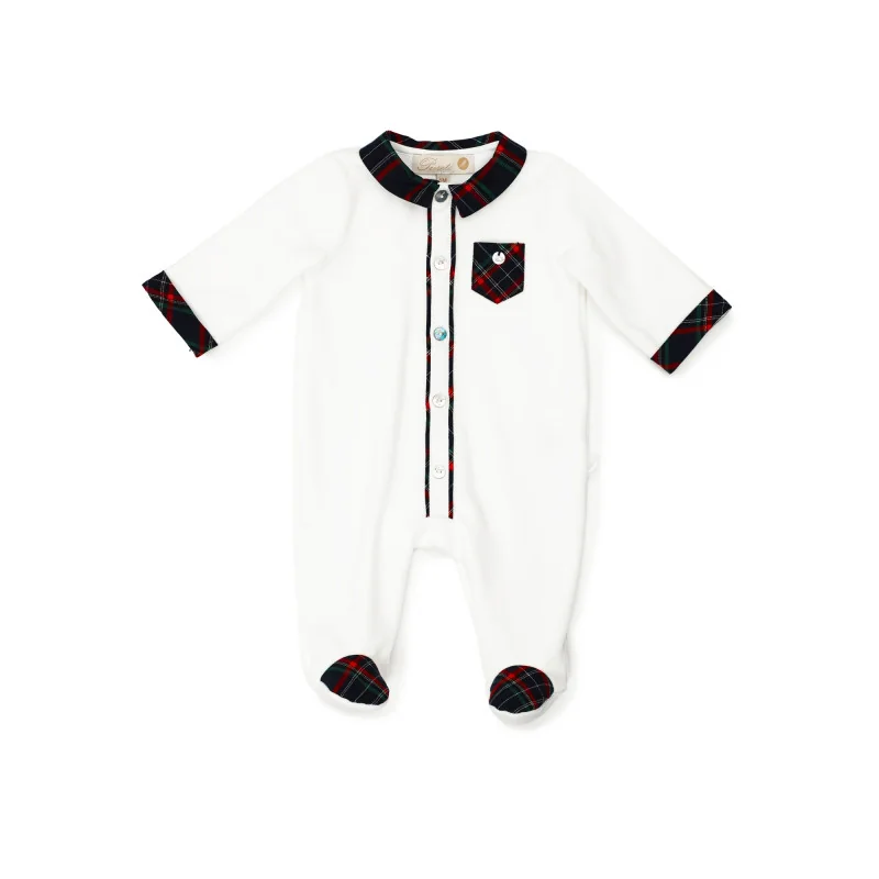 Pelele de terciopelo para niño Christmas 3 meses beige Pureté du bébé