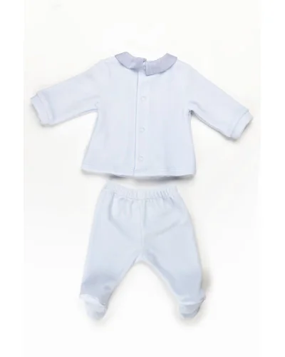 Grenouillère garçon 2 pièces en velours Essentials 1 mois bleue Pureté du bébé