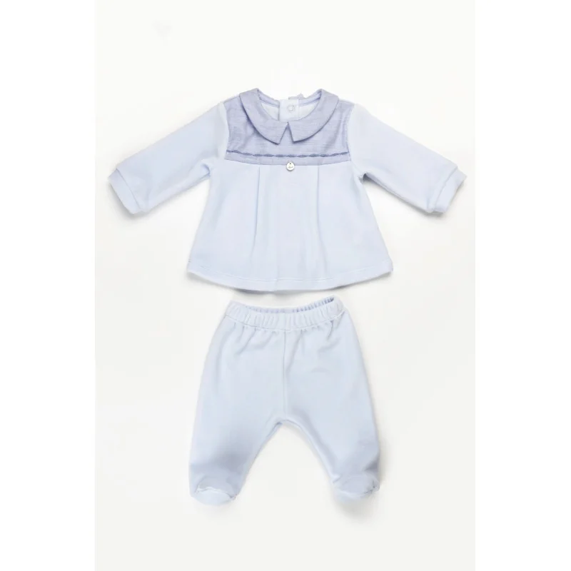 Grenouillère garçon 2 pièces en velours Essentials 1 mois bleue Pureté du bébé Grenouillère garçon 2 pièces en velours Essentials 1 mois bleue Pureté du bébé