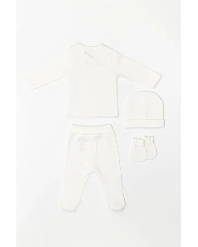 Ensemble bébé 3 pièces en coton blanc Pureté du bébé