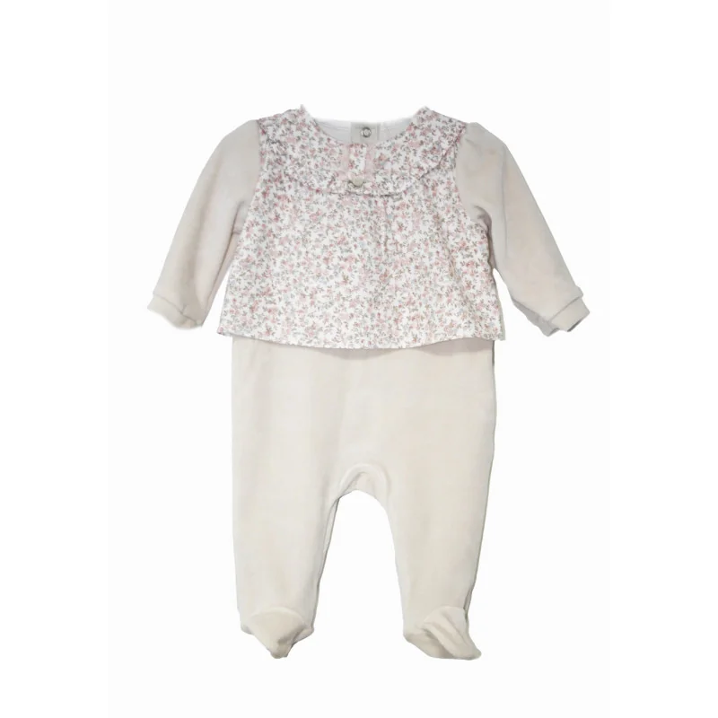Grenouillère fille en velours Essentials 1 mois beige crème modèle 247 Pureté du bébé Grenouillère fille en velours Essentials 1 mois beige crème modèle 247 Pureté du bébé