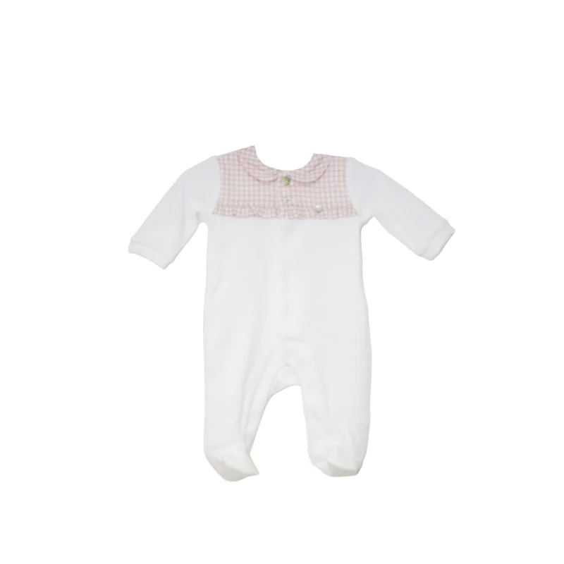 Grenouillère fille en velours Essentials 1 mois blanche Pureté du bébé