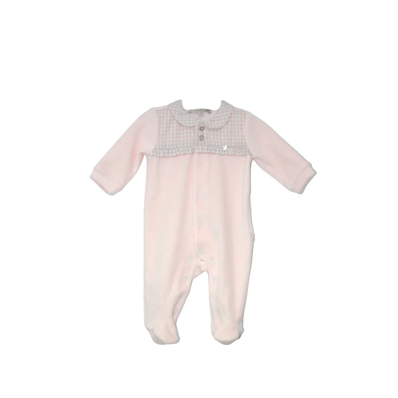 Grenouillère fille en velours Essentials 3 mois rose modèle 202 Pureté du bébé