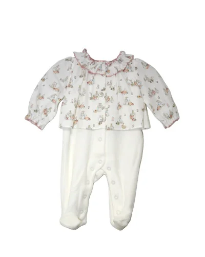 Grenouillère fille en velours Essentials 1 mois beige modèle 229 Pureté du bébé