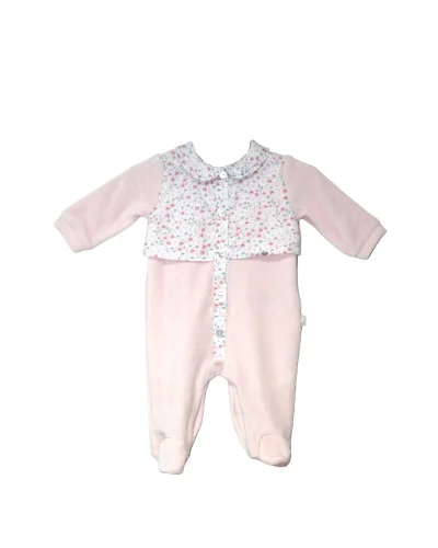 Grenouillère fille en velours Essentials 3 mois rose modèle 201 Pureté du bébé