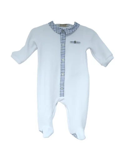 Grenouillère garçon en velours Essentials 3 mois blanche modèle 214 Pureté du bébé