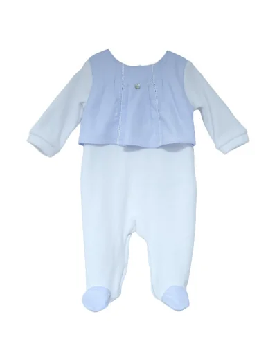 Grenouillère garçon en velours Essentials 1 mois blanche modèle 210 Pureté du bébé