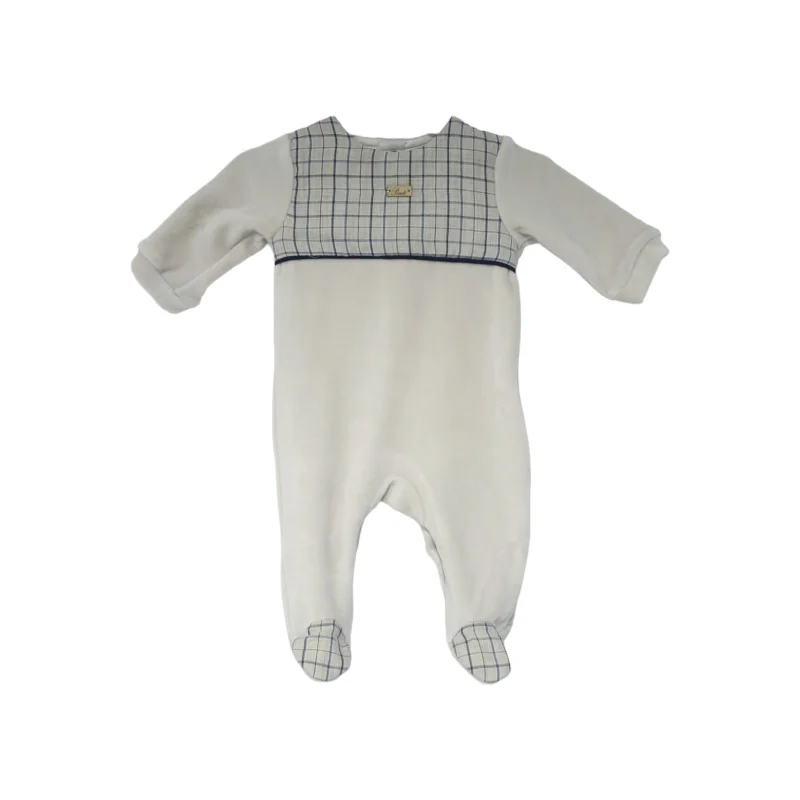 Grenouillère en velours Essentials 1 mois beige crème Pureté du bébé