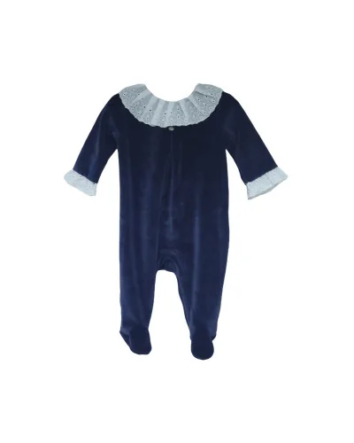 Grenouillère en velours Essentials 216 1 mois bleu foncé Pureté du bébé