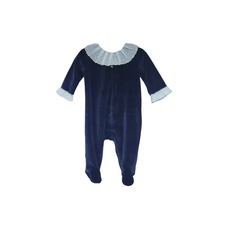 Grenouillère en velours Essentials 216 1 mois bleu foncé Pureté du bébé