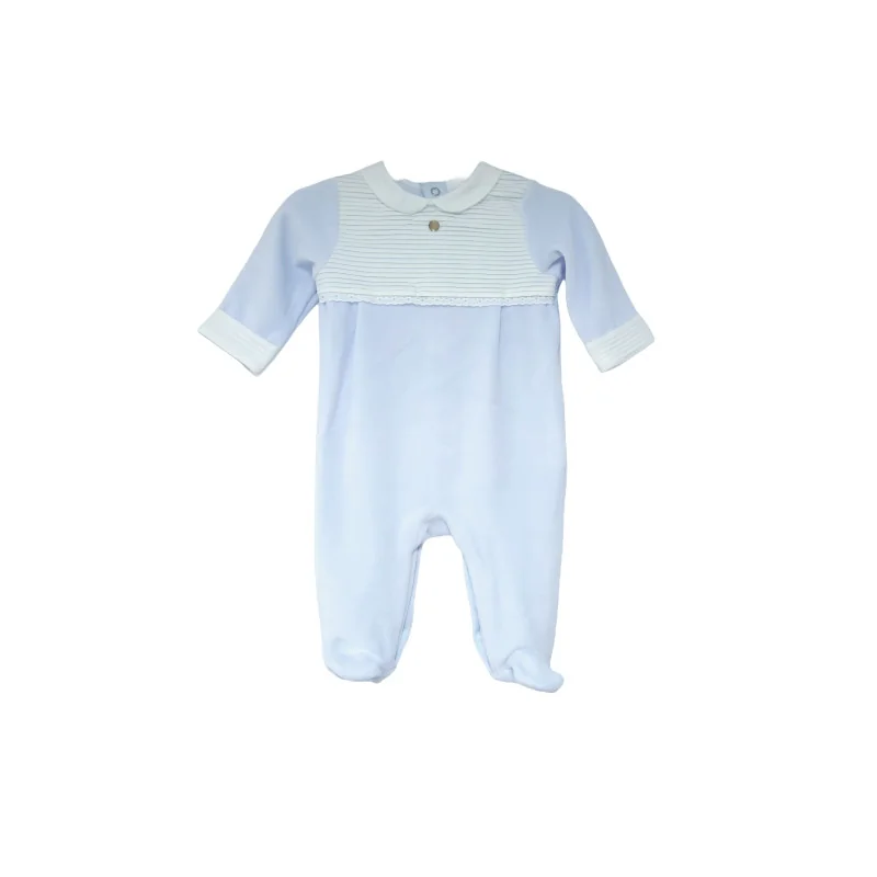 Grenouillère en velours Essentials 212 1 mois bleu Pureté du bébé