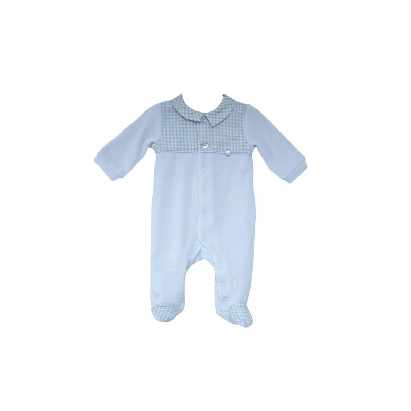 Grenouillère en velours Essentials 209 1 mois bleu Pureté du bébé