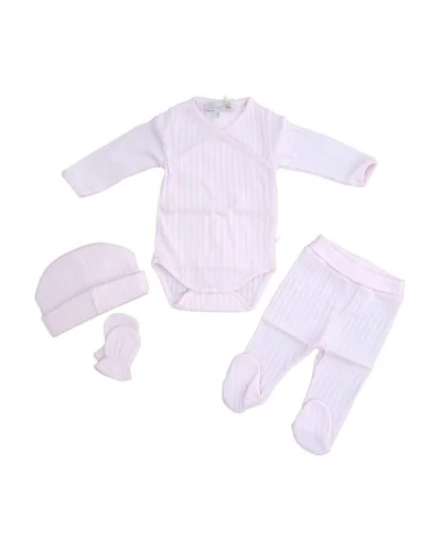 Ensemble bébé 3 pièces en coton rose Pureté du bébé