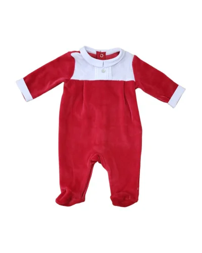 Grenouillère garçon en velours Essentials 3 mois rouge Pureté du bébé