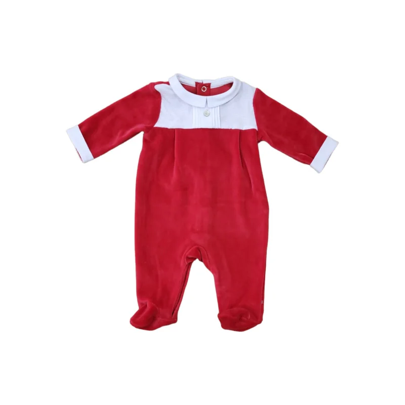 Grenouillère garçon en velours Essentials 1 mois rouge Pureté du bébé