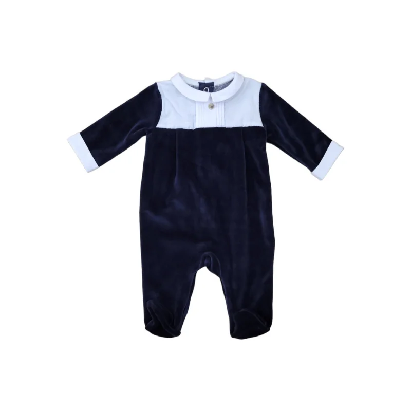 Grenouillère en velours Essentials 206 3 mois bleu foncé Pureté du bébé