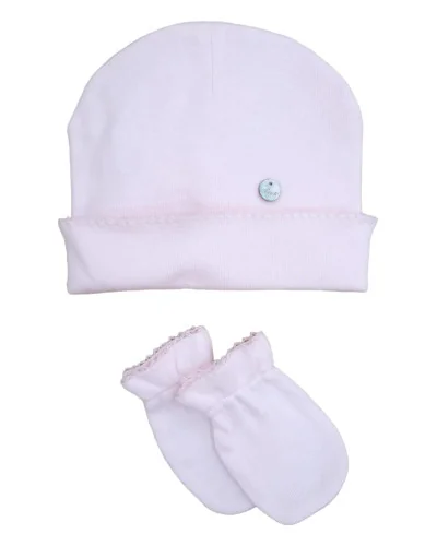Gorro y manoplas de algodón 03 222 1 mes colección Invierno 2022 Pureté du bébé